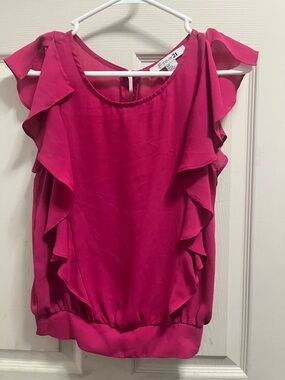 Forever 21 Hot Pink Ruffle Sleeve Blouse